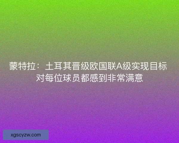 蒙特拉：土耳其晋级欧国联A级实现目标 对每位球员都感到非常满意